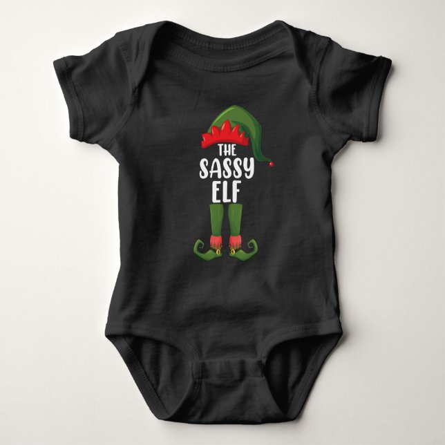 Sassy Elf Matching Family Group Christmas Party Baby Bodysuit (Front)