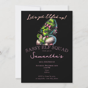 Sassy Elf Squad Christmas Girls Night Out Birthday Invitation