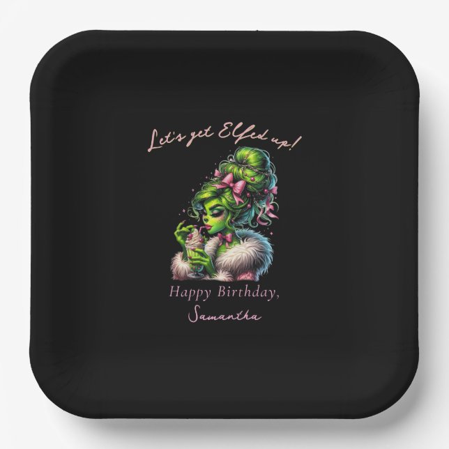 Sassy Elf Squad Christmas Girls Night Out Birthday Paper Plates (Front)