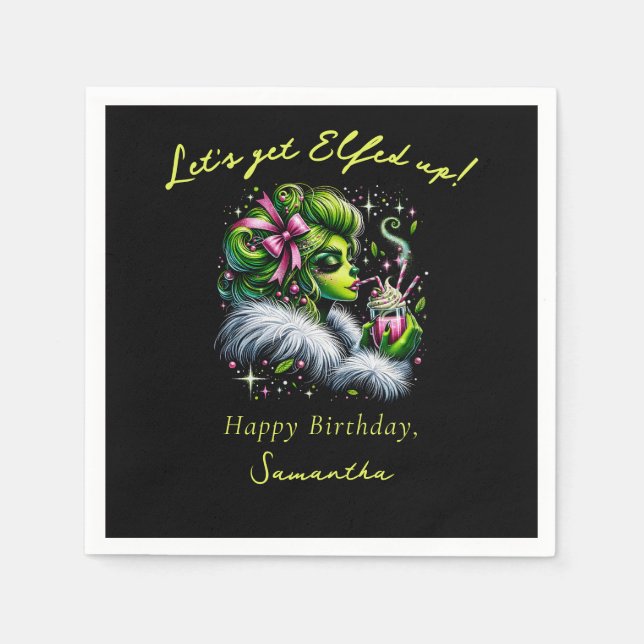 Sassy Elf Squad Girls Night Out Christmas Birthday Napkins (Front)