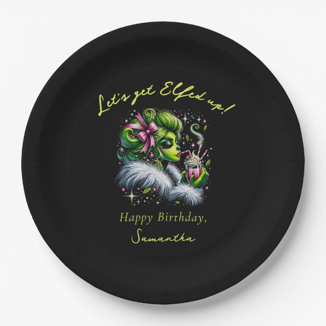 Sassy Elf Squad Girls Night Out Christmas Birthday Paper Plates (Front)
