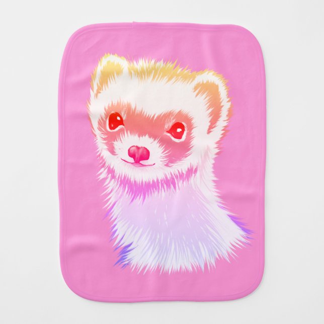 Sassy Ferret In Rainbow Colors Baby Burp Cloth (Front)