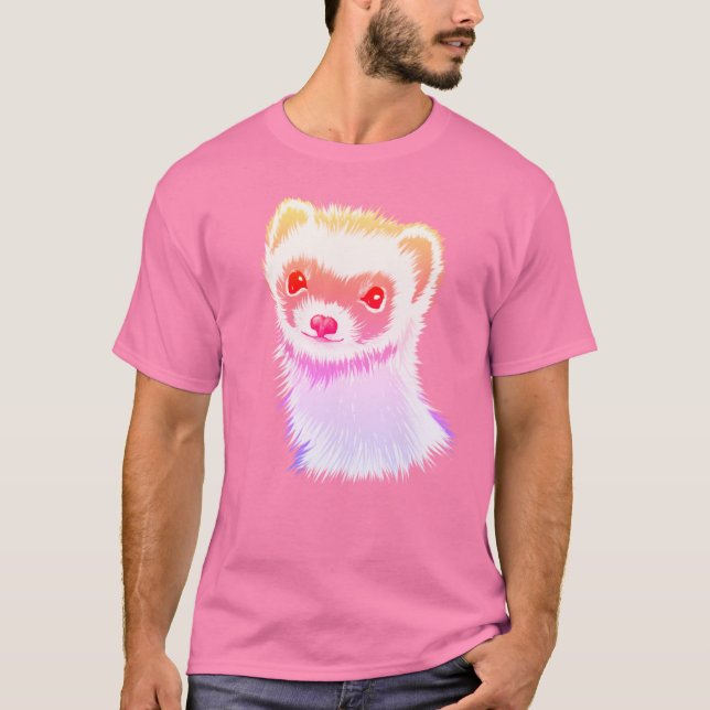 Sassy Ferret In Rainbow Colors T-Shirt (Front)