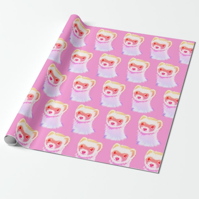 Sassy Ferret In Rainbow Colors Wrapping Paper (Unrolled)