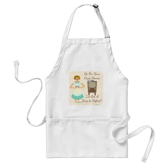 Sassy Fifties Gamer Housewife Kitsch Fifties Art Adult Apron (Front)