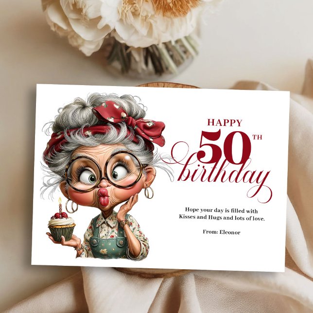 Sassy fifty funny lady whimsical birthday card (Sassy fifty funny lady whimsical birthday card)