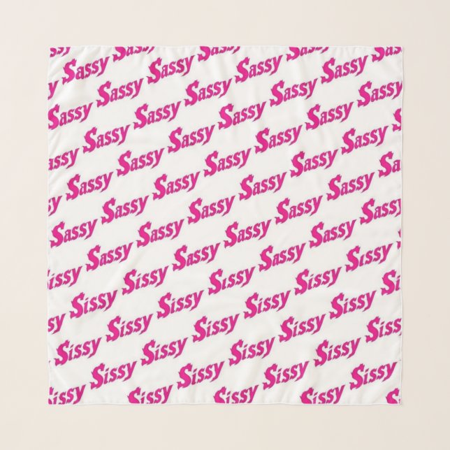 Sassy  Fire Pink Typography Pattern Scarf (Front)