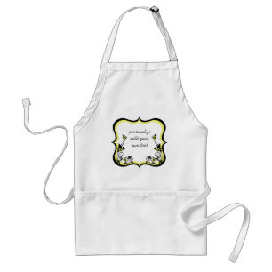 Sassy Floral Frame Apron, Light Yellow Adult Apron