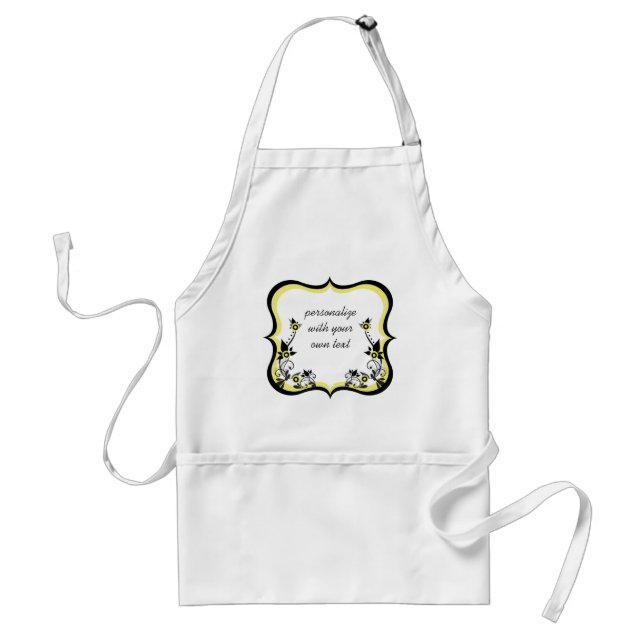 Sassy Floral Frame Apron, Light Yellow Adult Apron (Front)