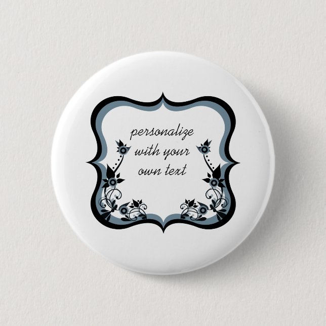 Sassy Floral Frame Button, Dark Periwinkle Button (Front)