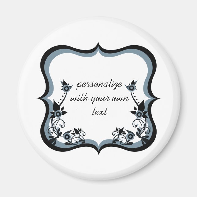 Sassy Floral Frame Magnet, Dark Periwinkle Magnet (Front)
