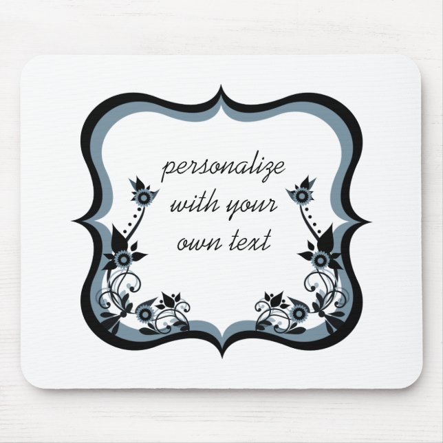 Sassy Floral Frame Mousepad, Dark Periwinkle Mouse Pad (Front)