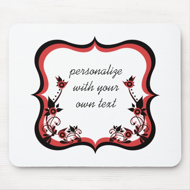 Sassy Floral Frame Mousepad, Red Mouse Pad (Front)
