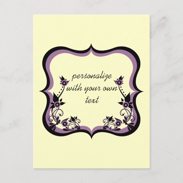 Sassy Floral Frame Postcard, Purple Postcard (Front)