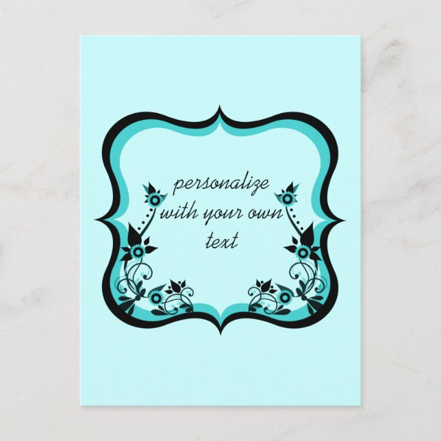 Sassy Floral Frame Postcard, Turquoise Postcard (Front)