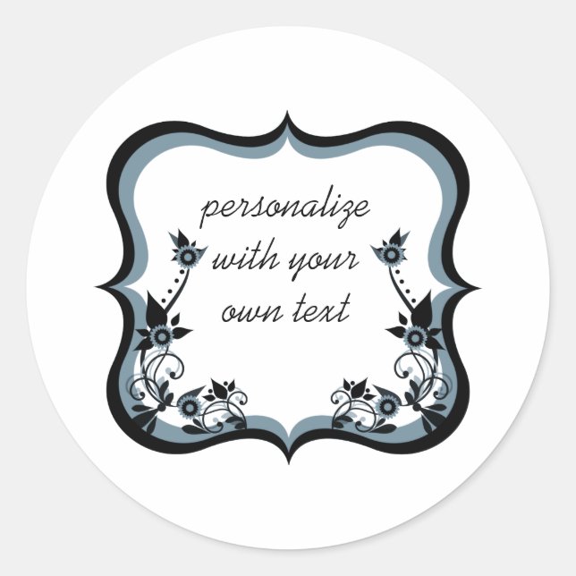 Sassy Floral Frame Stickers, Dark Periwinkle Classic Round Sticker (Front)