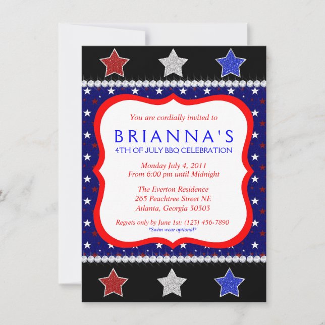Sassy Fourth of July Invite (Front)