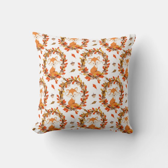 Sassy Fox Fall theme Throw Pillow (Front)