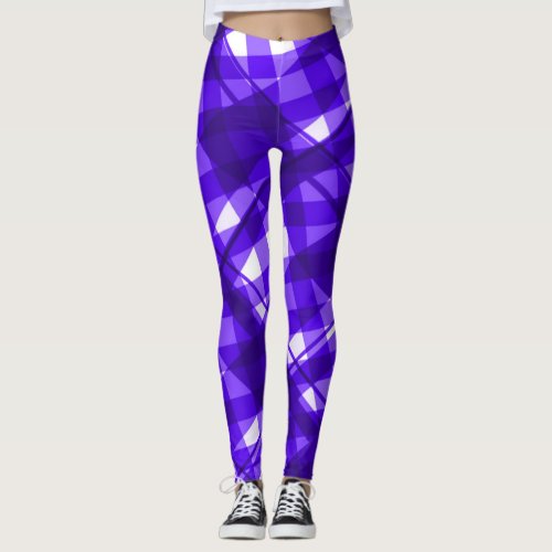 Sassy Girl Cute Soft Blue Purple Plaid Tartan Leggings