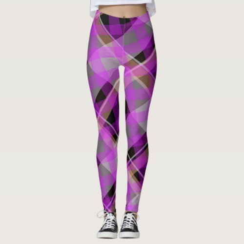 Sassy Girl Cute Soft Modern Purple Tartan Plaid Leggings