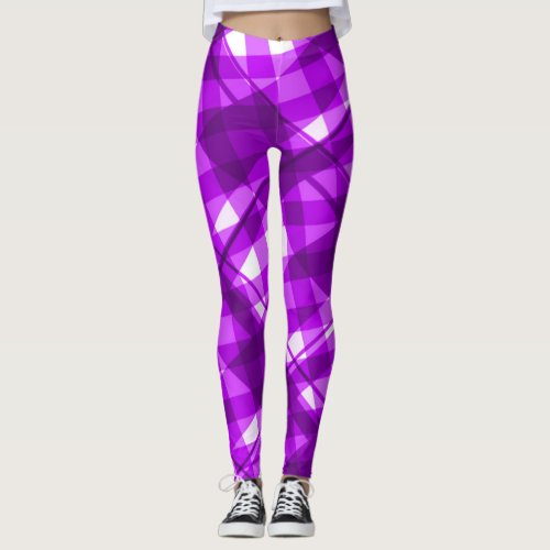 Sassy Girl Cute Soft Purple Plaid Tartan Leggings