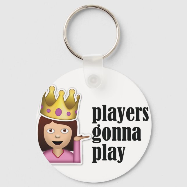 Sassy Girl Emoji - Players Gonna Play Keychain (Front)