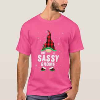 Sassy Gnome Buffalo Plaid Matching Family Christma T-Shirt