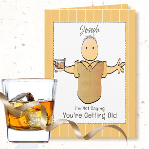 Sassy Grey Hair Male Cartoon Birthday           Card