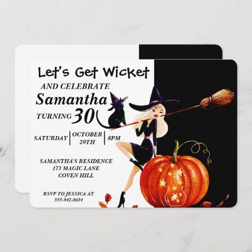 Sassy Halloween Witch Birthday Invitation