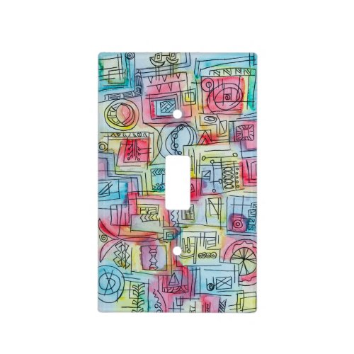 Sassy_Hand Painted Abstract Watercolor And Ink Art Light Switch Cover
