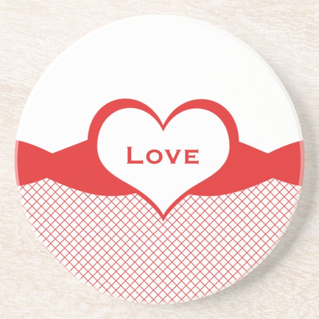 Sassy Heart Fishnet Love Coaster, Red Coaster (Front)