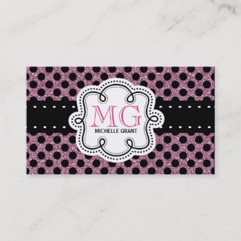 Sassy Hot Pink Glitter Look Ladies Polka Dots Business Card by PartyHearty at Zazzle