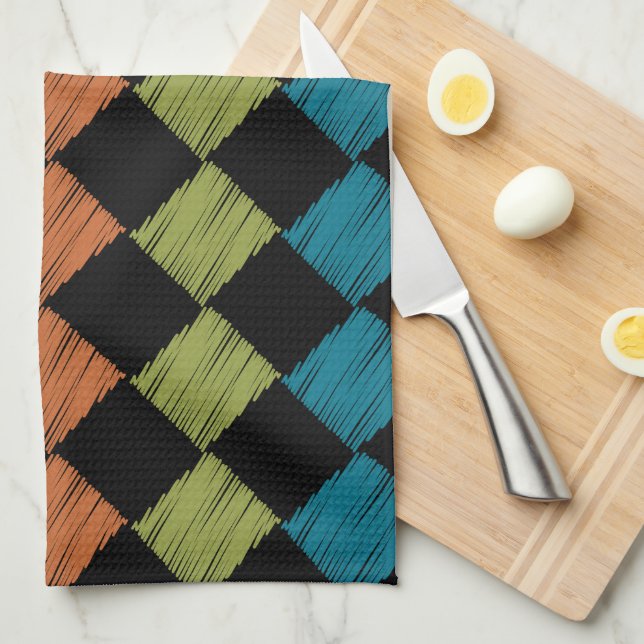 Sassy Ikat Diamond Square Designs Kitchen Towel (Quarter Fold)