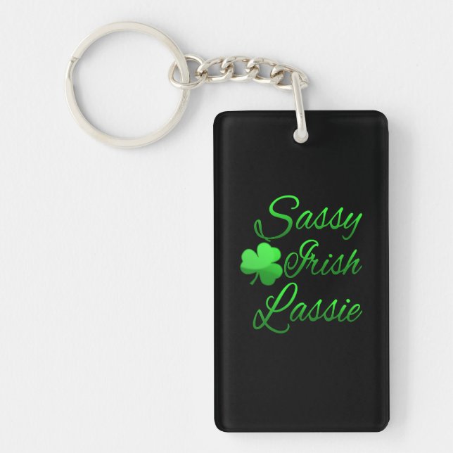 Sassy Irish Lassie St Patricks Day Keychain (Front)