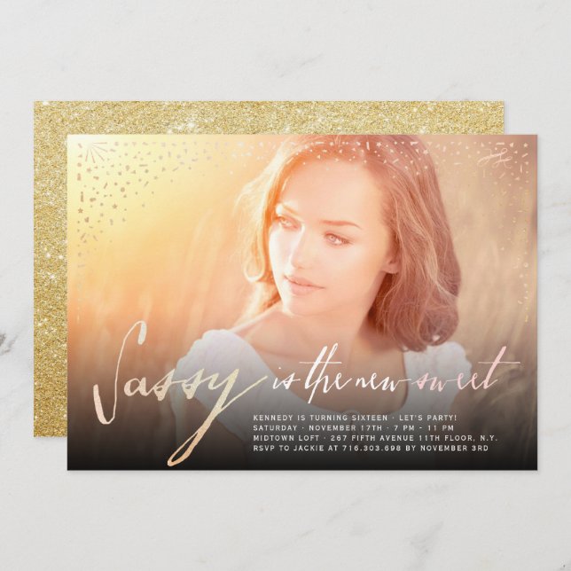 Sassy Is The New Sweet 16th Birthday Party Invite (Front/Back)
