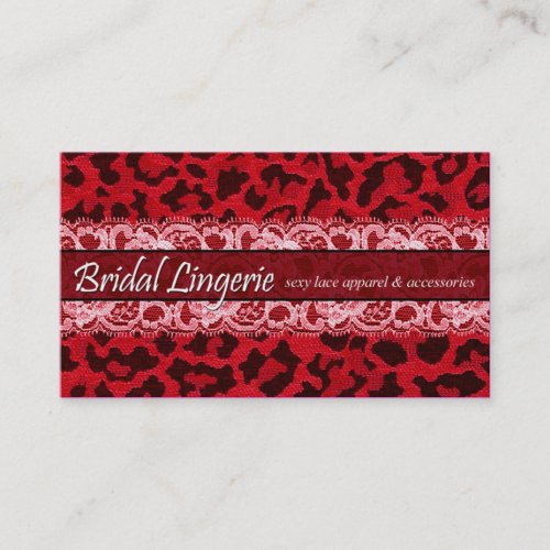 Sassy Lace Leopard Bridal Lingerie Lacy Garter Business Card