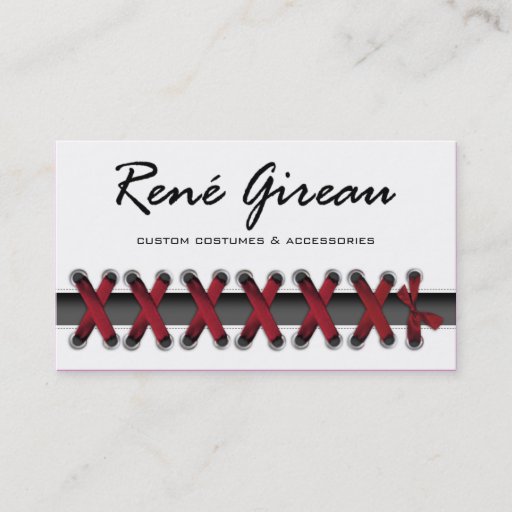 Customizable Sassy Lace Up Costume Designer Business Card Templates