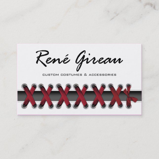 Sassy Lace Up Costume Designer Business Card (Front)