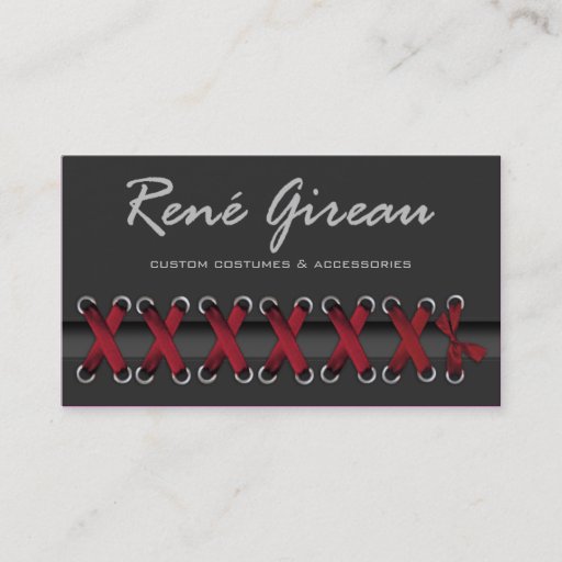 Customizable Sassy Lace Up Costume Designer Business Card