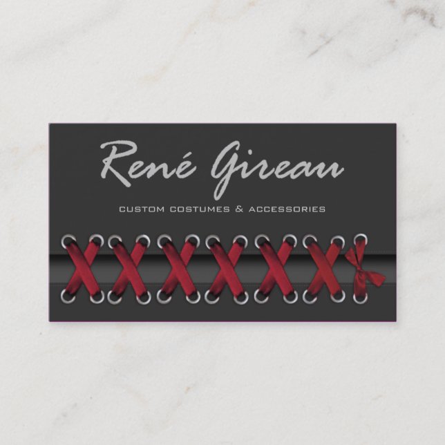 Sassy Lace Up Costume Designer Business Card (Front)