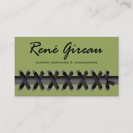 Customizable Sassy Lace Up Costume Designer Stylist Wardrobe Business Card Templates