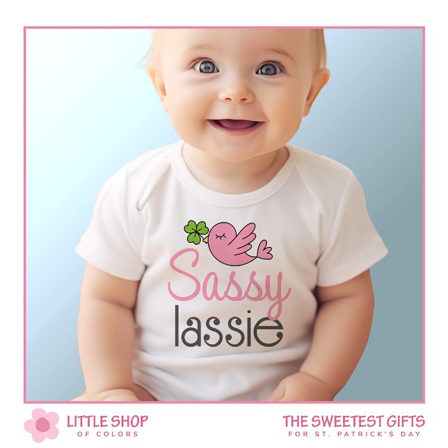 Sassy Lassie St Patrick’s Day Customizable Girls Baby Bodysuit (Creator Uploaded)