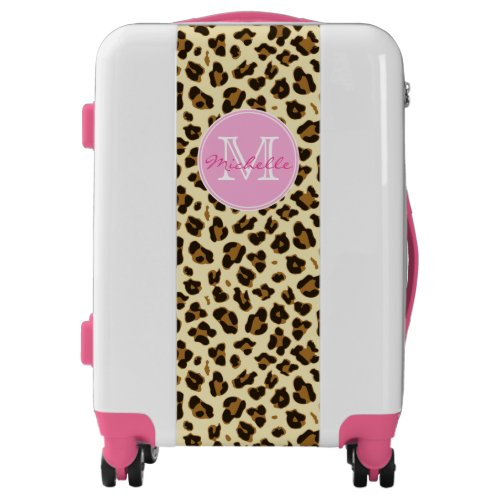Sassy Leopard Print and Pink Monogram Luggage