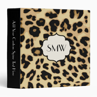 Sassy Leopard Print Monogrammed 3 Ring Binder