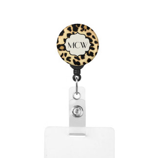 Sassy Leopard Print Monogrammed Badge Holder