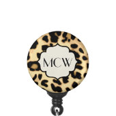 Sassy Leopard Print Monogrammed Badge Holder (Clip Front)