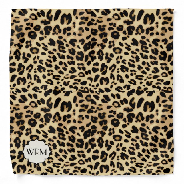 Sassy Leopard Print Monogrammed Bandana (Front)