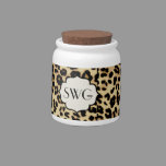 Sassy Leopard Print Monogrammed Candy Jar