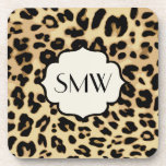 Sassy Leopard Print Monogrammed Coaster