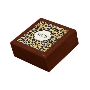 Sassy Leopard Print Monogrammed Keepsake Box